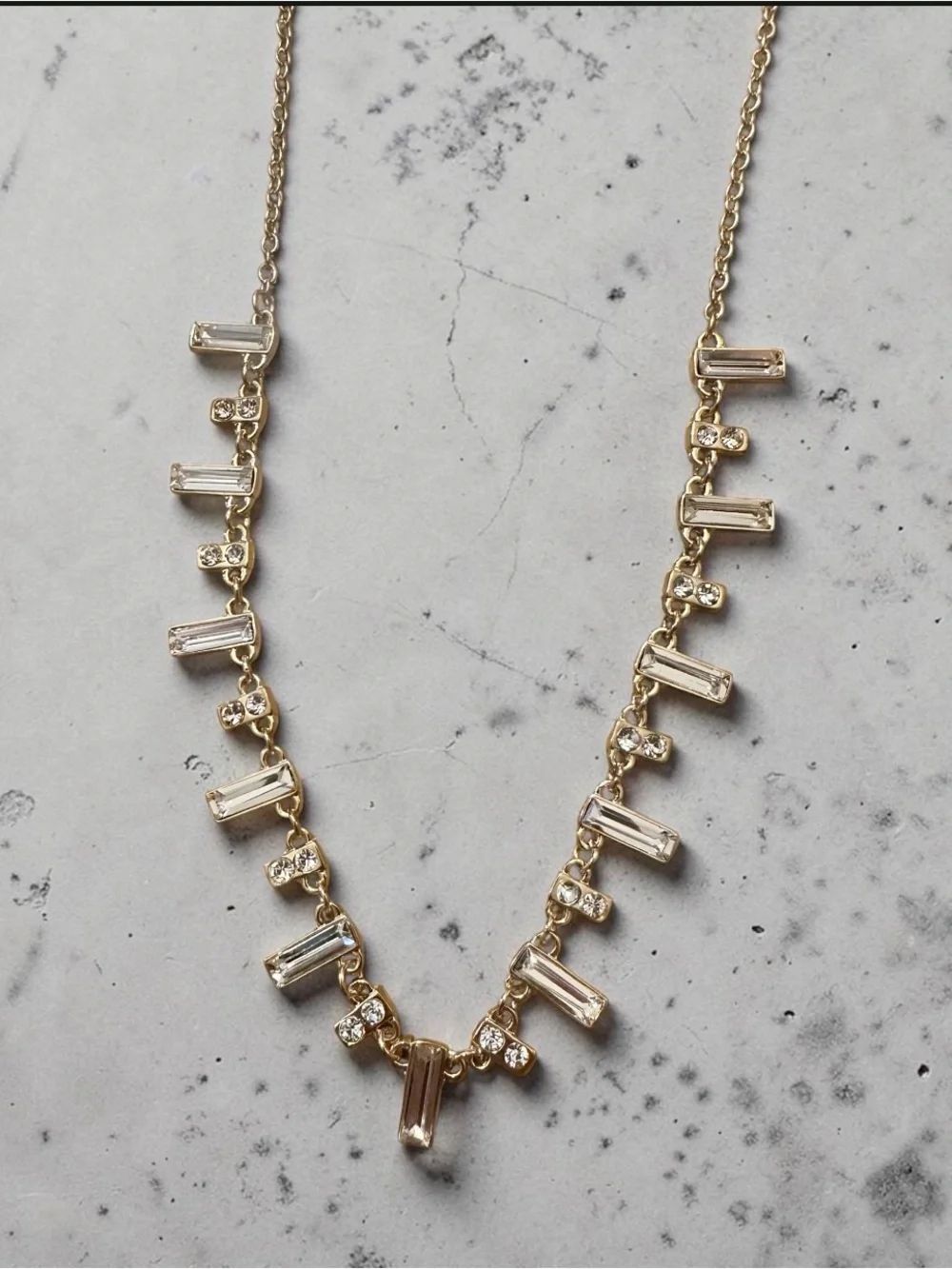 Emberly Gold Tone Crystal Baguette collar Necklace